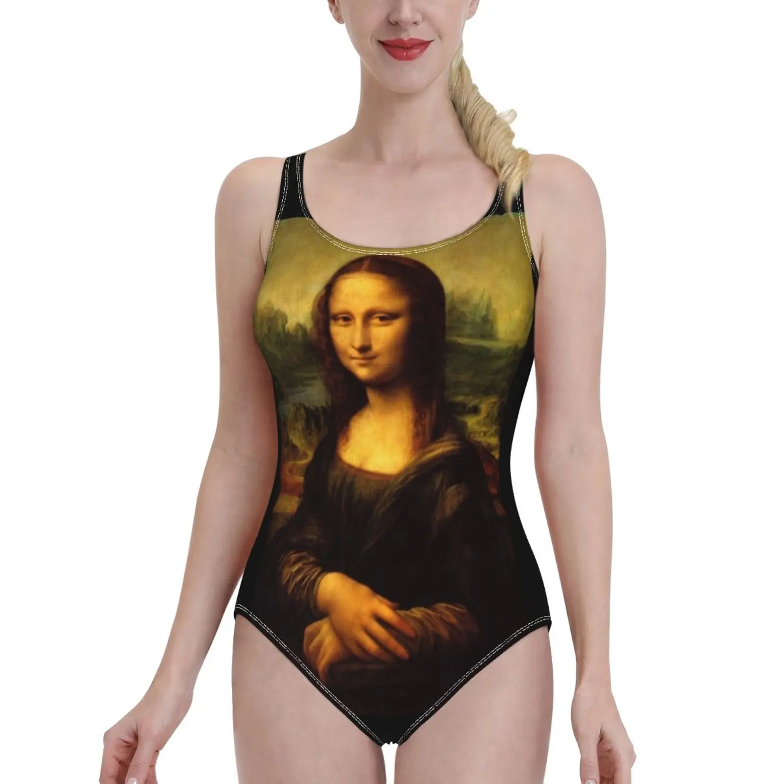 

Mona Lisa Sexy Print Swimwear Women One Piece Swimsuit Female Monokini Bathing Suit Swim Wear Mona Lisa Lisa Leonardo Leonardo