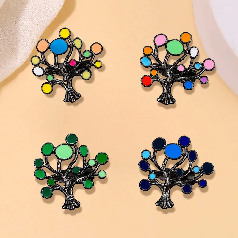 2024 New Cartoon Wealth Tree Brooch for Women Fashion Design Color Dripping Oil Geometric Pin Chest Flower Clothing Accessories