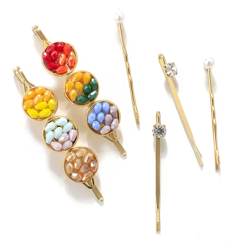 

3pcs/set Colorful Crystal Pineapple Hairpin For Women Girls Summer Geometric Duckbill Clamp Headdress Hair Clip Accessories