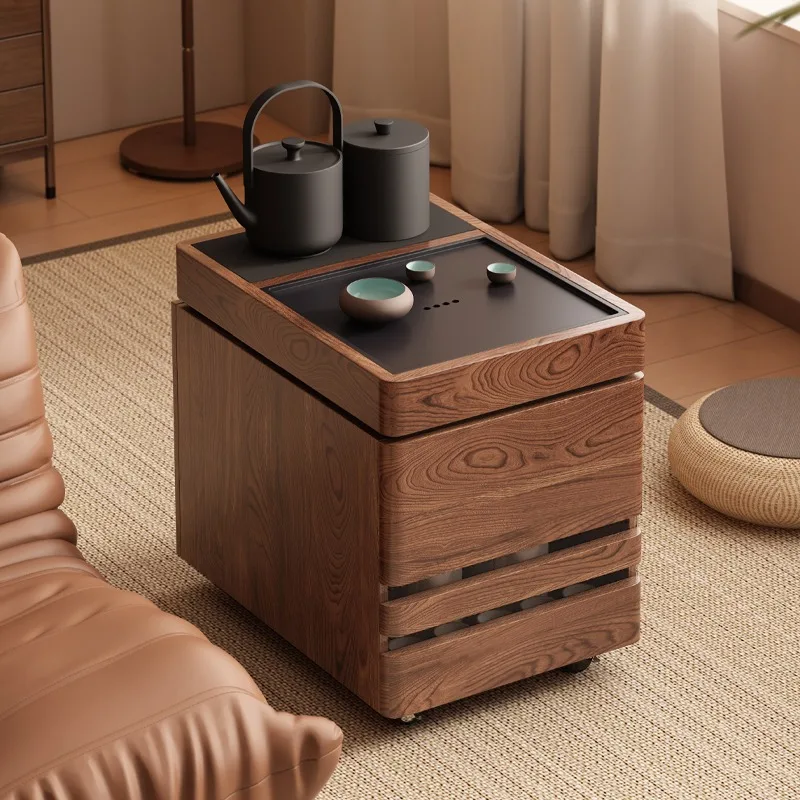 Removable tea table balcony tea side cabinet solid wood small tea table side tatami small coffee table