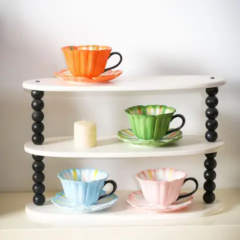 Ceramic Coffee Cup  & Saucers Exquisite Drinkware Teacup Mugs Camellia Flower Teacup Flower Decoration Milk Coffee Milk Cups New