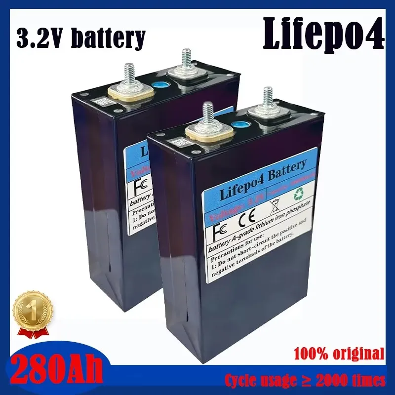 

Original LiFePO4 3.2V280Ah A-class battery, suitable for 12V 24V RV golf car and vessel solar system. 3 2V battery free shipping