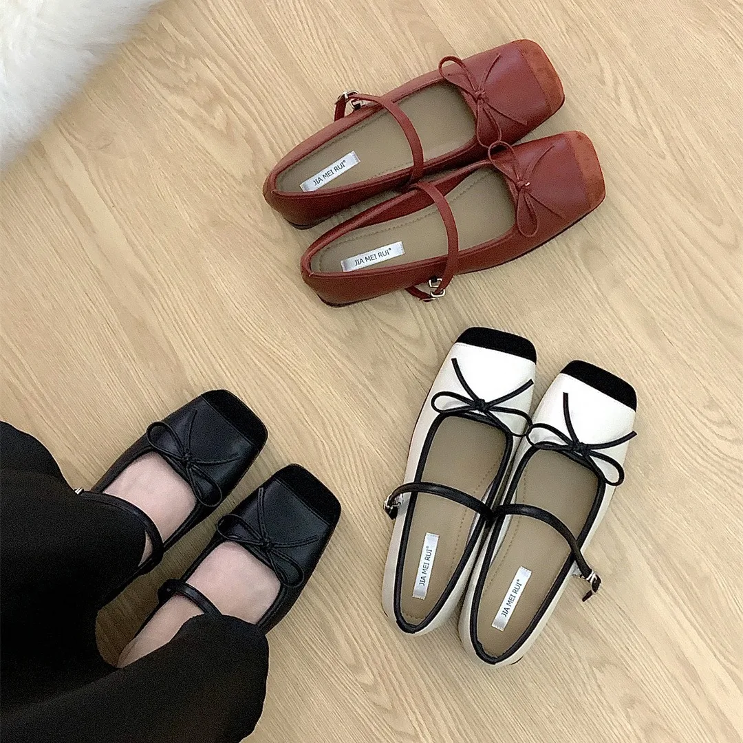 

Summer Shoes Ladies Casual Female Sneakers Dress Flats Women Soft Square Toe Bow-Knot Oxfords 2024 Butterfly Leather Leisure Sol