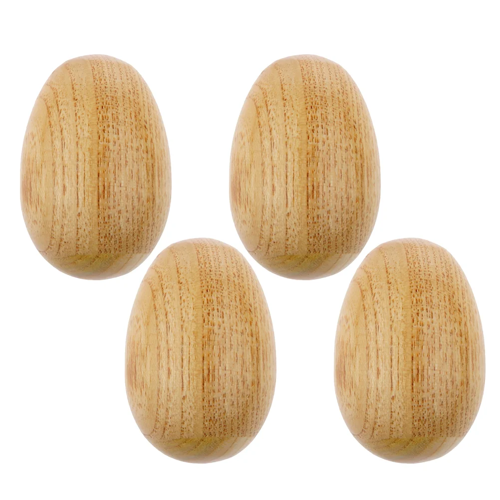 4pcs Wooden Egg Shakers Toy Music Percussion Toy Egg Musical Instrument Toy Kindergarten Supplies for Kids Children (Light Brown