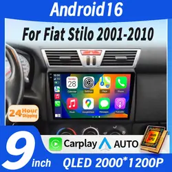Android 16 Carplay Auto WIFI+4G For Fiat Stilo 2002-2010 Car Radio Multimedia Video Player Stereo GPS Navigation 2DIN Head Unit