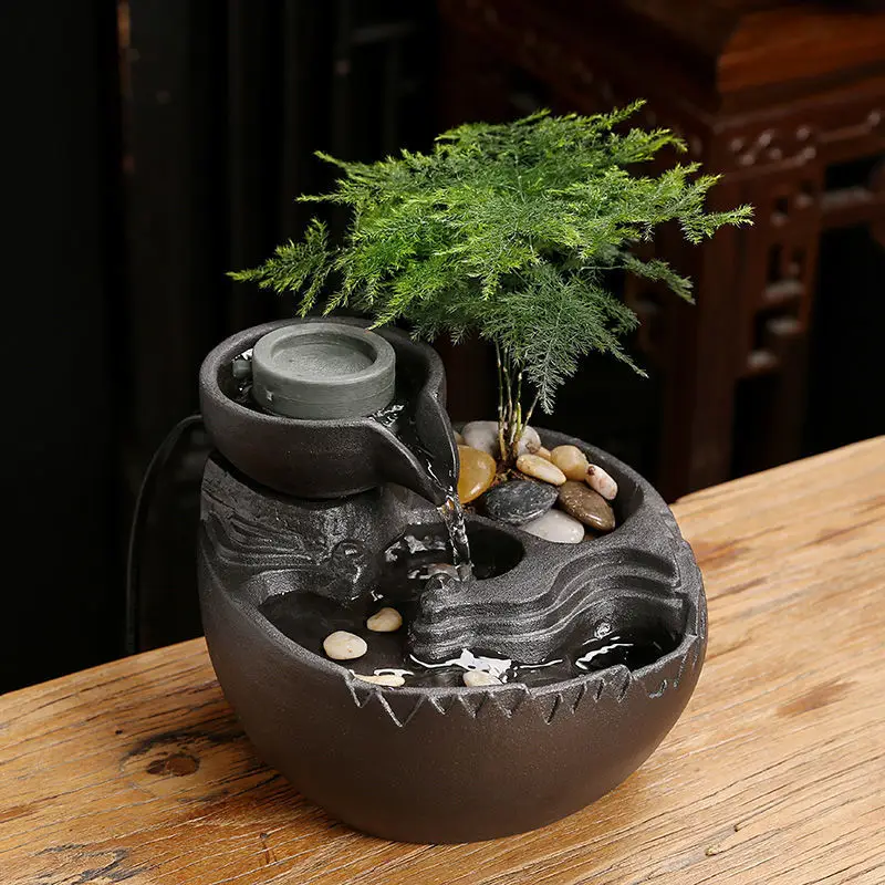 Flowing water creative fountain wheel ball making money ornament circulating water small office desktop coffee table gift
