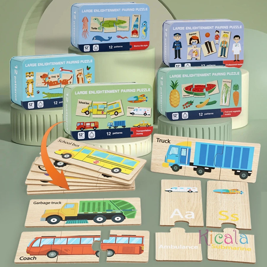 

Животные и транспортные средства, железная коробка, соответствующая игра-головоломка, дошкольные обучающие мероприятия, развивающие игрушки, подарки для мальчиков и девочек