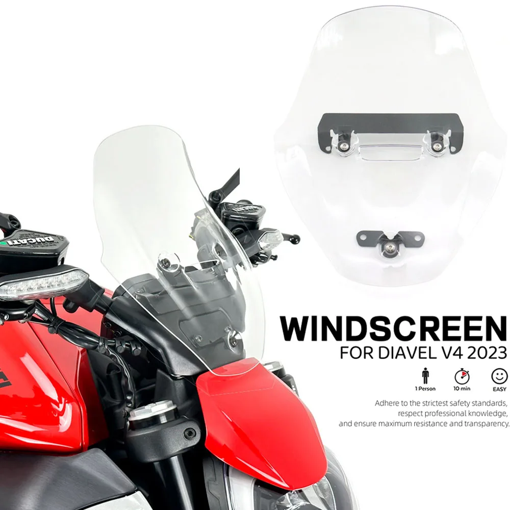 

Diavel V4 Motorcycle Windscreen Windshield Touring Wind Deflectors Transparent For Ducati Diavel V4 2023 Accessories