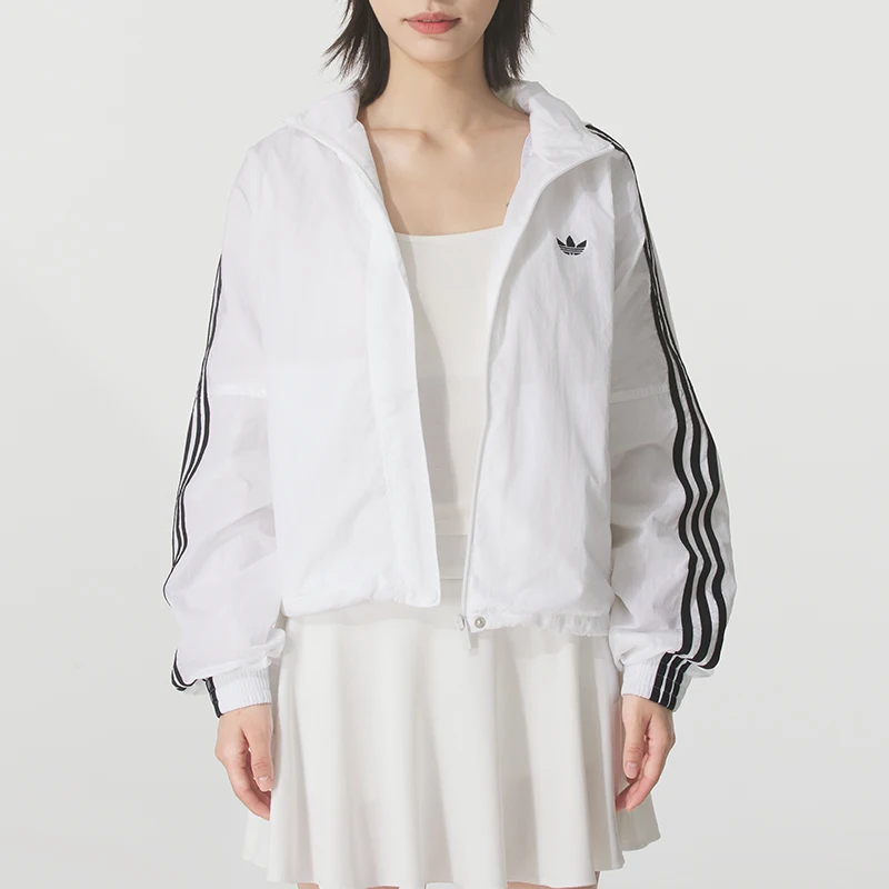 Adidas Women's Sports Fitness Running Training Woven Windproof Quick-Drying Hooded Jacket Jx1450
