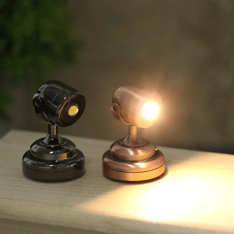 1:12 Dollhouse Miniature LED Lamp Wall Lamp Radium Spotlight With Switch Furniture Accessories For Doll House Decor Kids Toys