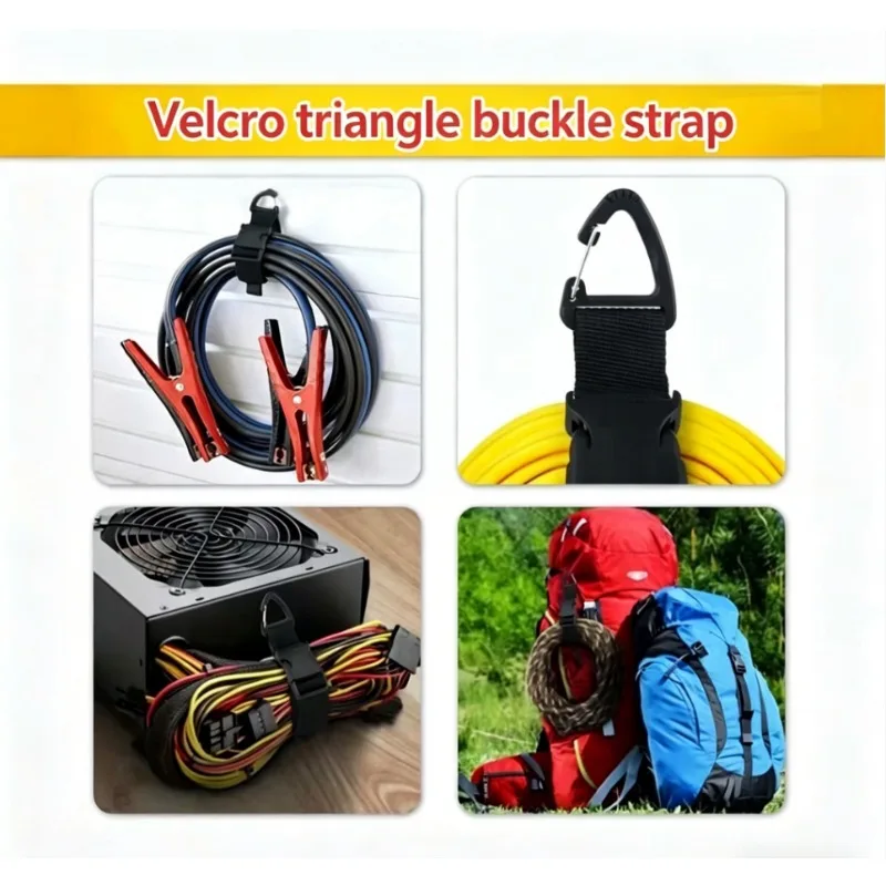 45cm Black Adjustable Extension Cord Organizer Heavy-Duty 3-Axis Buckle Storage Strap for Workshop Garage Cable Management