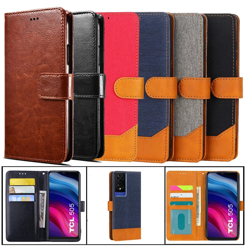 

For чехол на TCL 505 Case Wallet Coque Book Stand PU Leather Capas Flip Phone Cover For Estcuhes De Celulares TCL 505 Etui 6.75"