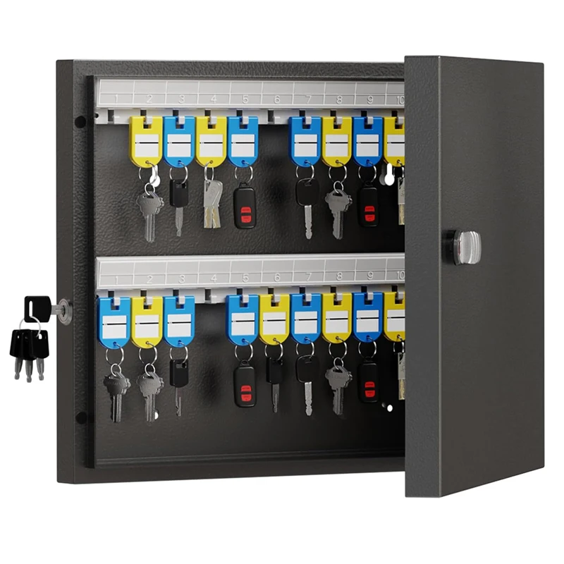 WeHere Key Safe Box Wall Mounted (48 Keys), Roller Mechanical Password Lock,key Cabinet with Combination Lock and 48 Key Labels