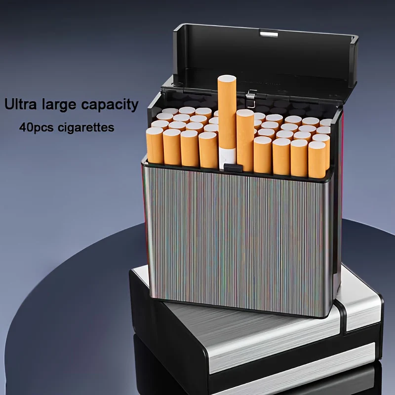 Portable Cigarette Holder Case Holds 40 Cigarettes One-Click Flip Cover Anti Fall Moisture Resistant Cigarette Storage Box Gift