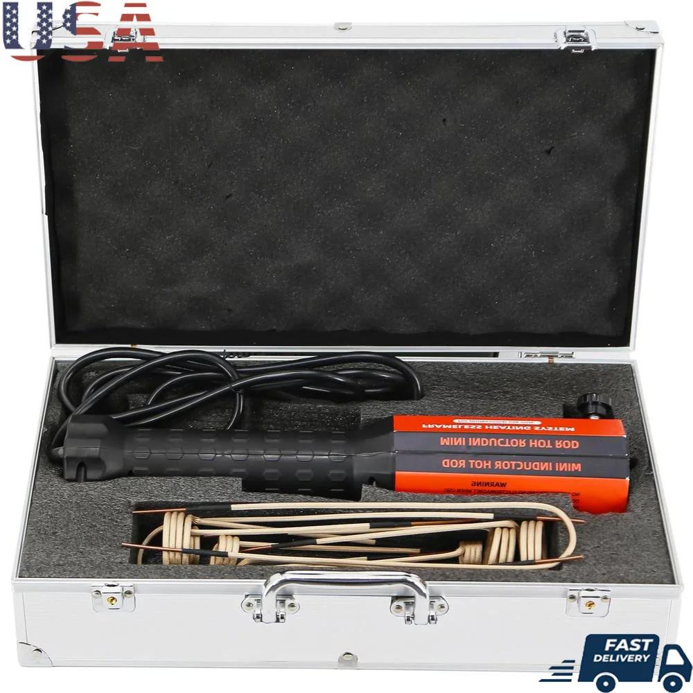 1200W 110V Magnetic Induction Heater Kit 8 Coils Handheld Rusty Screw Remover LED Lights Cooling Fan Rust Removal Tool Kit Safe