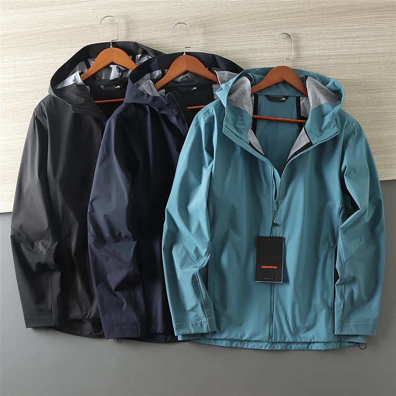 

Роскошная мужская демисезонная легкая ветрозащитная водонепроницаемая куртка с капюшоном для активного отдыха, модная городская стильная куртка на молнии