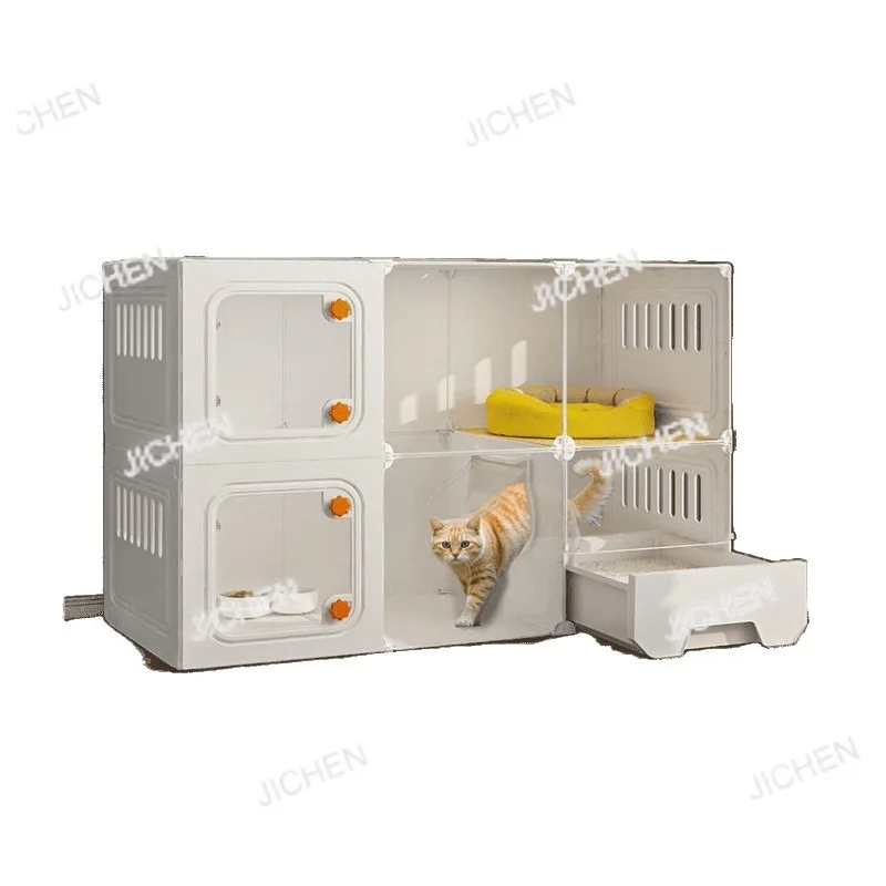 

Кошачья вилла для дома, большое свободное пространство, одна комната, одна гостиная, одна ванная комната, кошачье гнездо с кошачьим туалетом, встроенным ящиком