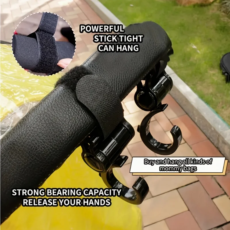 

2-Pack 360° Swivel Stroller Hooks - Durable ABS Shopping Bag Clips for Diaper Bags & Essentials
