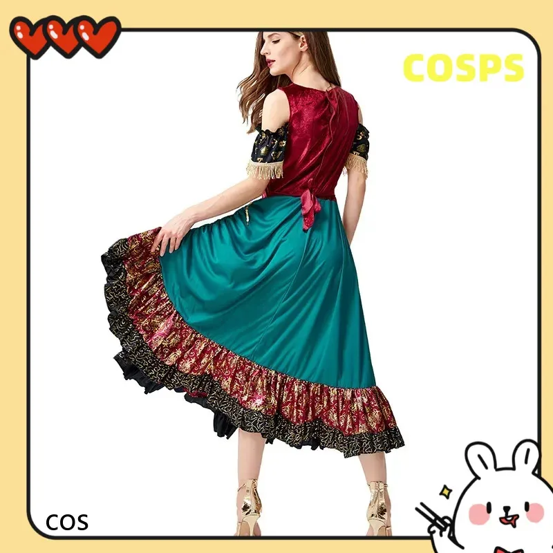 

NO2 Flamenco Gypsy Dress Waltz Tango Dance Show Halloween Folk Fortune Teller Gypsy Costume Carnival Outfit For Adult Wome LOCOS