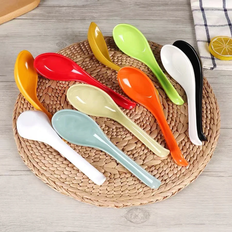 5pcs High Temperature Resistant Plastic Spoon Multicolor Available Suit for Household Restaurant Cafeteria Classic Style Spoon