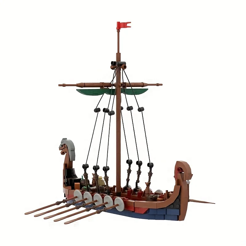 MOC Medieval Vikinged Ship 463 PCS Ocean Adventure Navigation Boat Building Blocks Education Kid Bricks Toy Suit Adult Gift