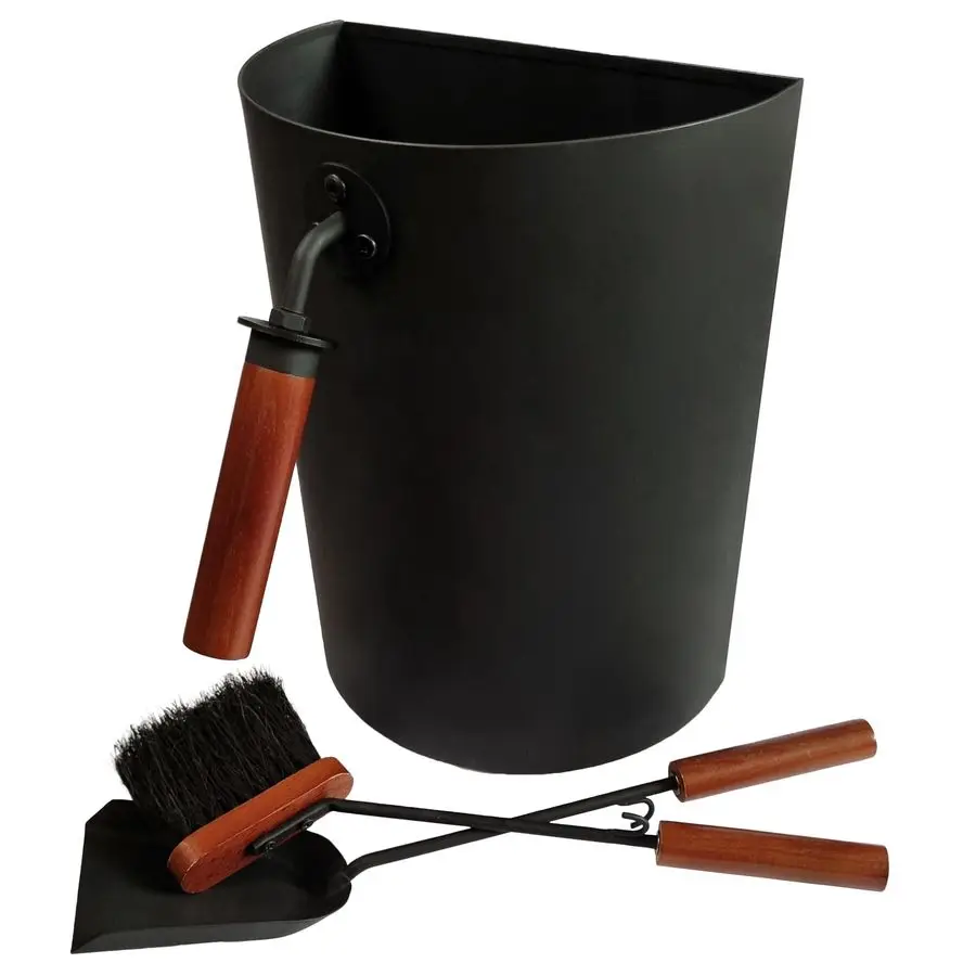 

Metal Bucket with Brush amp Shovel Fireplace Tools Set, 3.5 Gallon Space Saving Design for Cleaning Charcoal Ash Disposal for In