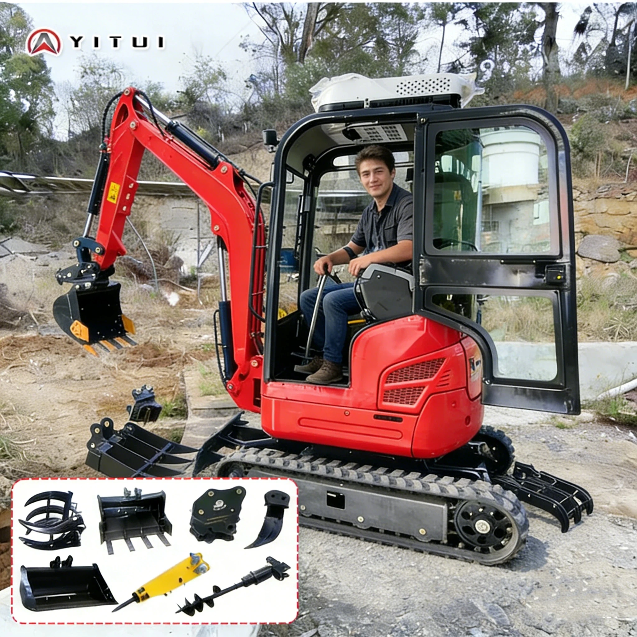 Farm Use Mini Excavator 1.5 Ton Crawler Small Digger Compact Digging Equipment With Optional Attachments Customized