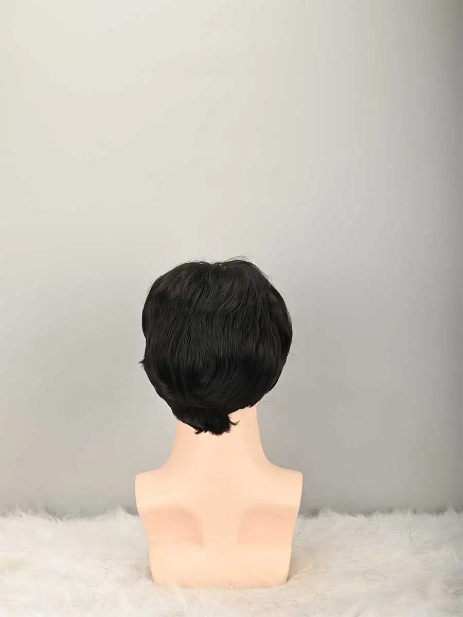 Black Wigs Natural Fluffy Layered Synthetic Wig Daily Halloween Wig