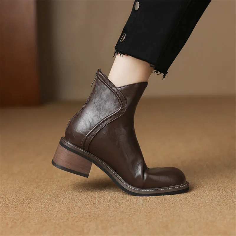 New Autumn Winter Women Boots Fashion Round Toe Shoes for Women Short Boots Women High Heel Botas De Mujer Comfort Chelsea Boots