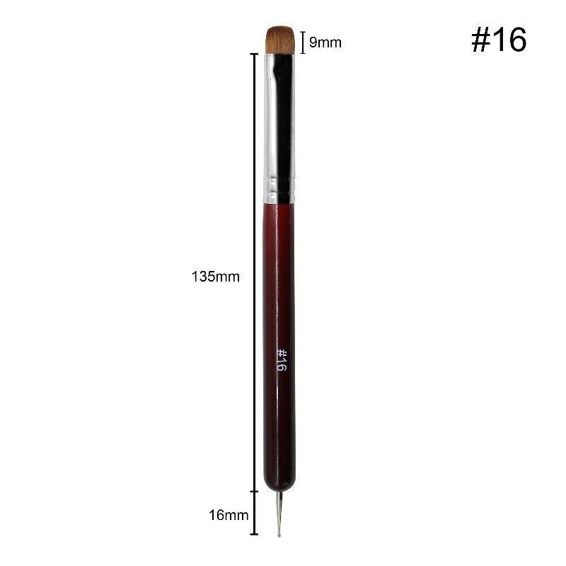 Kolinsky ภาษาฝรั่งเศสคําแปรงเล็บ Dual End Nail Art Dotting ปากกาวาดอะคริลิค Rhinestone เจลภาพวาดไม้ Handle