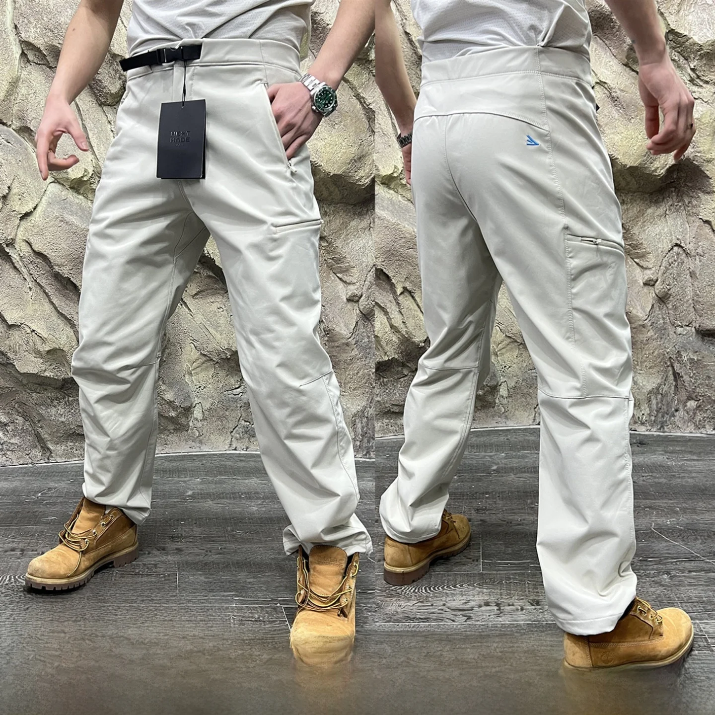 

Outdoor Climbing Series Fce Lined Thiened 3D Tailored Qui Dry Loose Straight Leg Soft ell Pants Men Casual Trousers