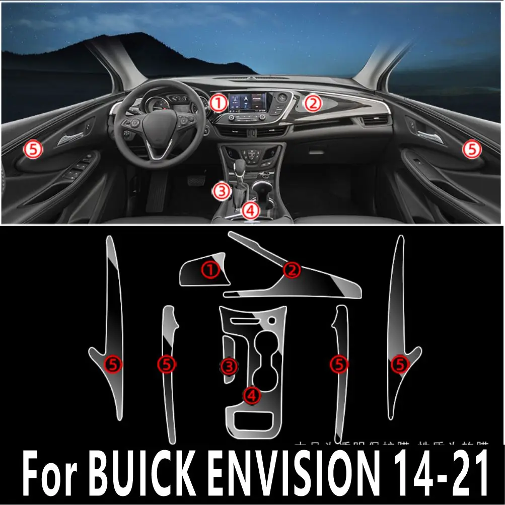 For BUICK ENVISION 14-21 Car Interior Center Console Transparent TPU Protective Film Anti-scratch Repair Film Accessories Refit