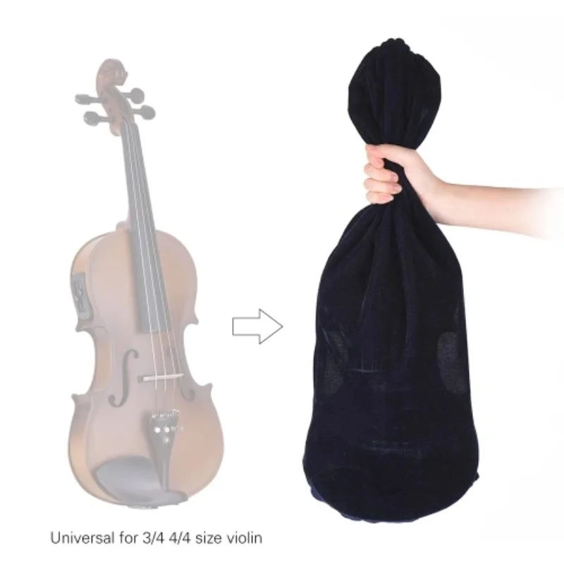Violin Bag Dust Cover Satin Fabric Protective With Drawstring For 4/4-1/8 Blue Against Duck