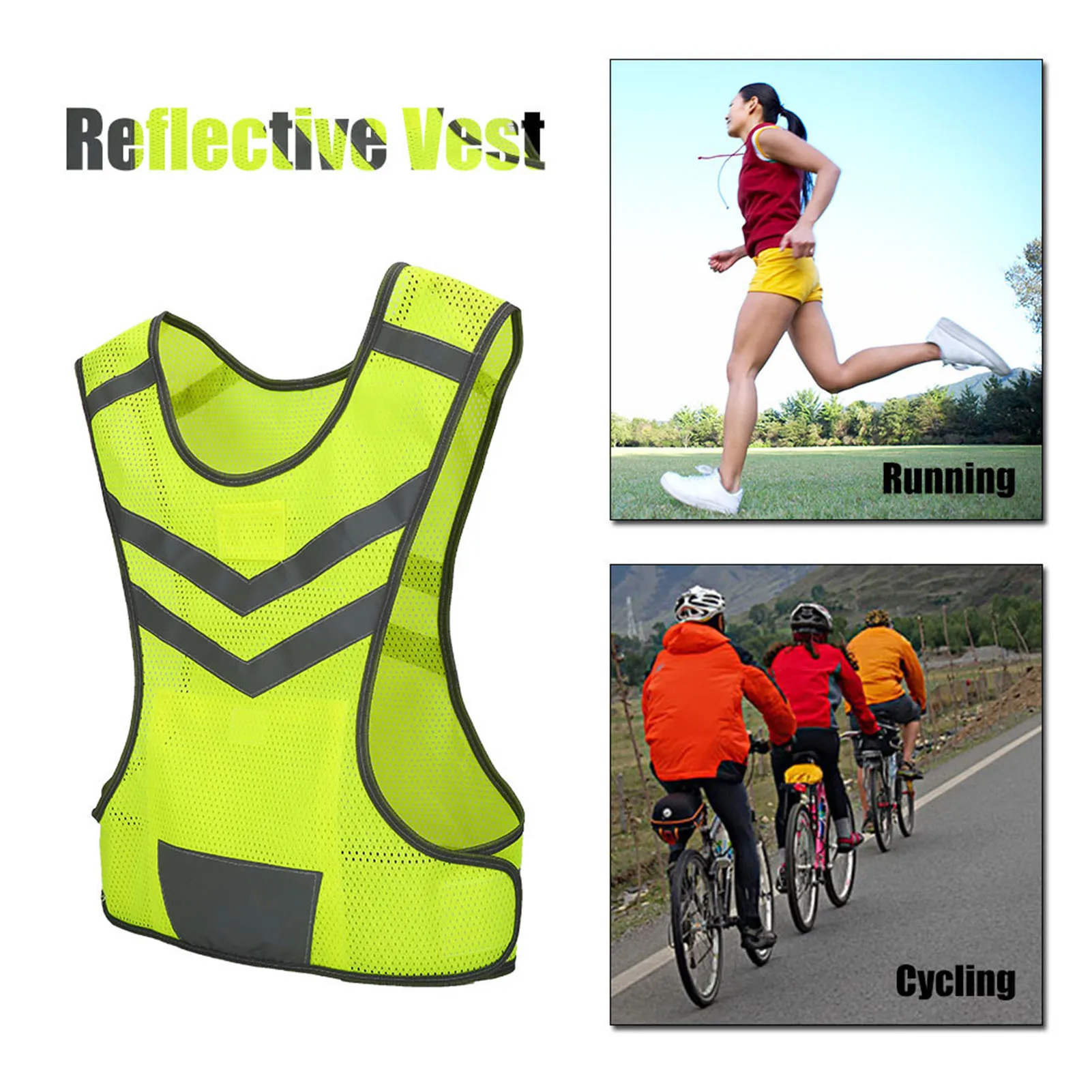 High Visibility Adjustable Reflective Safety Vest for Outdoor Sports Cycling Running Hiking