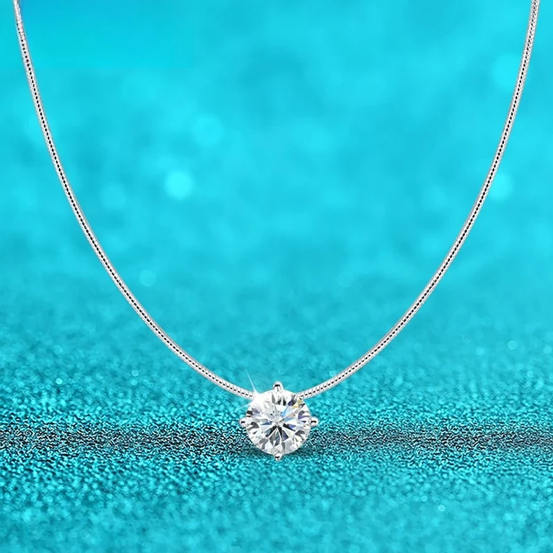 

0.5-2CT D Color Certified Moissanite Necklace for Women Sparkling Lab Diamond 100% 925 Sterling Silver Pendants Wholesale