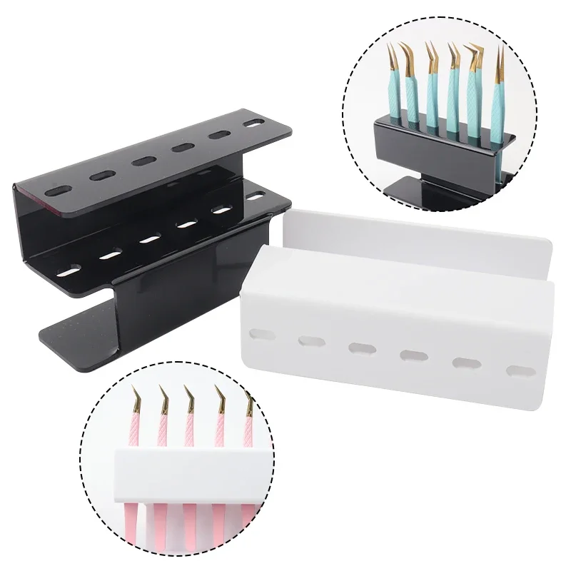 Estante de almacenamiento de pinzas de pestañas acrílicas de 6 agujeros, práctico soporte para pinzas, estante para sujetar extensiones de pestañas, herramientas de maquillaje de belleza para tatuaje