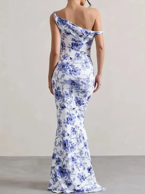 Été nouvelle grande taille une épaule imprimé léopard minceur enveloppement corps longue Dr femmes sangle Dr jupe Midi h-ape Sle