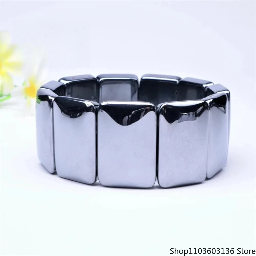 

Fashion Natural Terahertz Hand Row Polycrystalline Silicon Energy Stone Bracelet Exquisite High-grade Luxury Quality Jewelry
