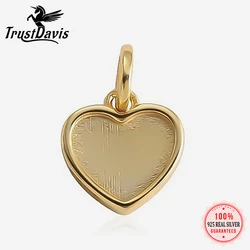 Trustdavis New Real 925 Sterling Silver Fashion Romantic Heart Charm Pendant Handmade DIY Necklace Accessories Jewelry DZ817