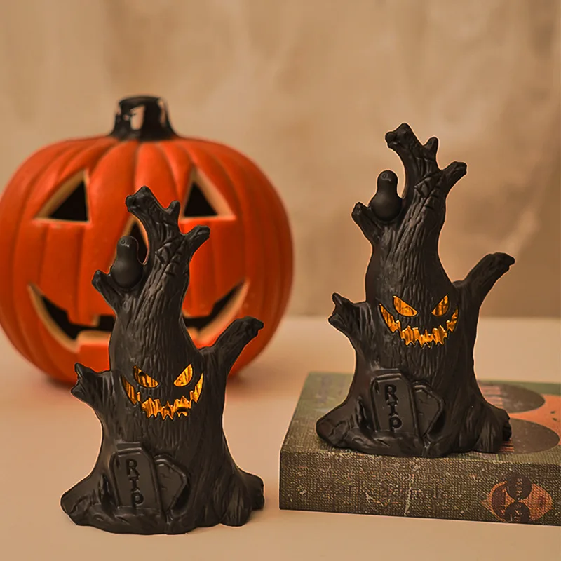 

Halloween pumpkin lanterns LED electronic candles ghost tree stump decorations funny faces festive atmosphere ornaments