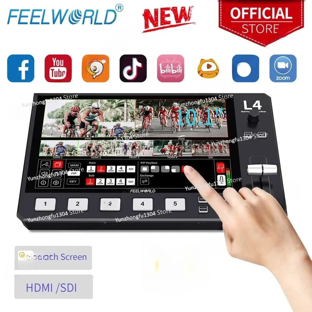 FEELWORLD L4 Multi-camera Video Mixer Switcher 10.1