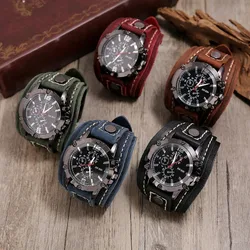 Men Punk Retro Simple Buckle Strap Genuine Leather Watch Watch Men Relojes De Pulsera De Cuarzo ساعات المعصم الكوارتز Годинник