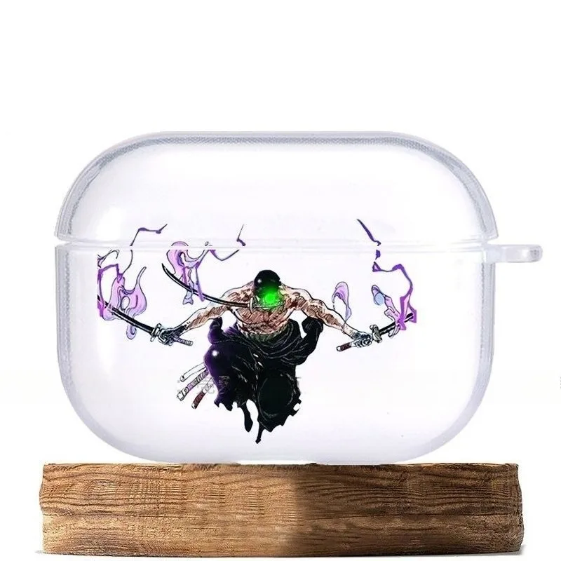 เคสหูฟัง ONE PIECE โรโรโนอา โซโล สำหรับ AirPods 1 2 3 4 ลายอนิเมะ โปร่งใส กันกระแทก สำหรับ AirPods Pro Pro2 ของขวัญ
