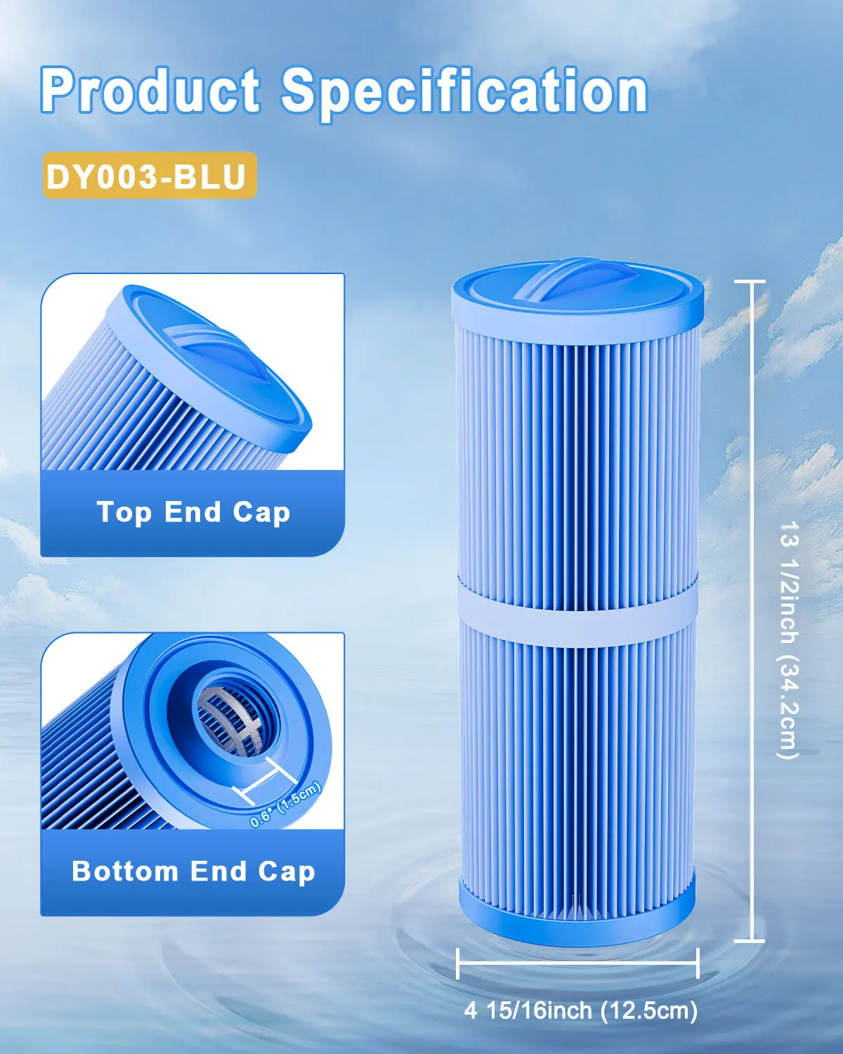 Hot Tub SPA Filter 2 Pack 5 Micron Pleated Cartridge 50 Sq.ft Compatible with 4CH-949 FC-0172 PWW50L-M