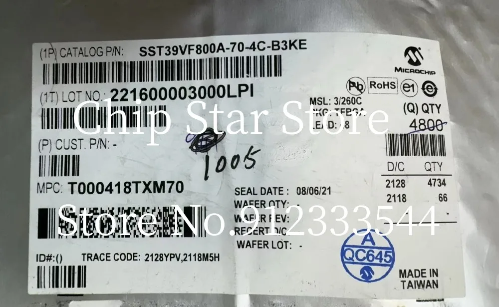 5-50pcs  SST39VF800A-70-4C-B3KE  SST39VF800A  TFBGA48  100%New And Original