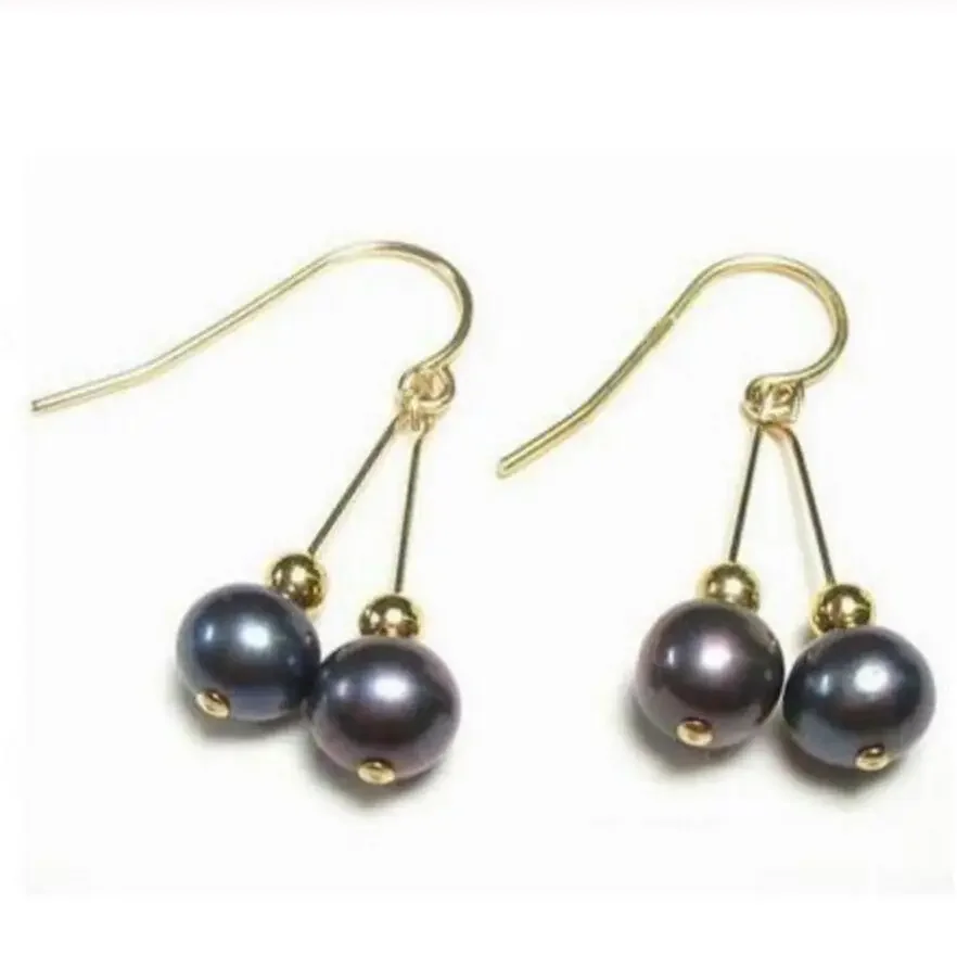

HOT NEW AAA NATURAL BLACK PEARL EARRINGS 14K/20 hook