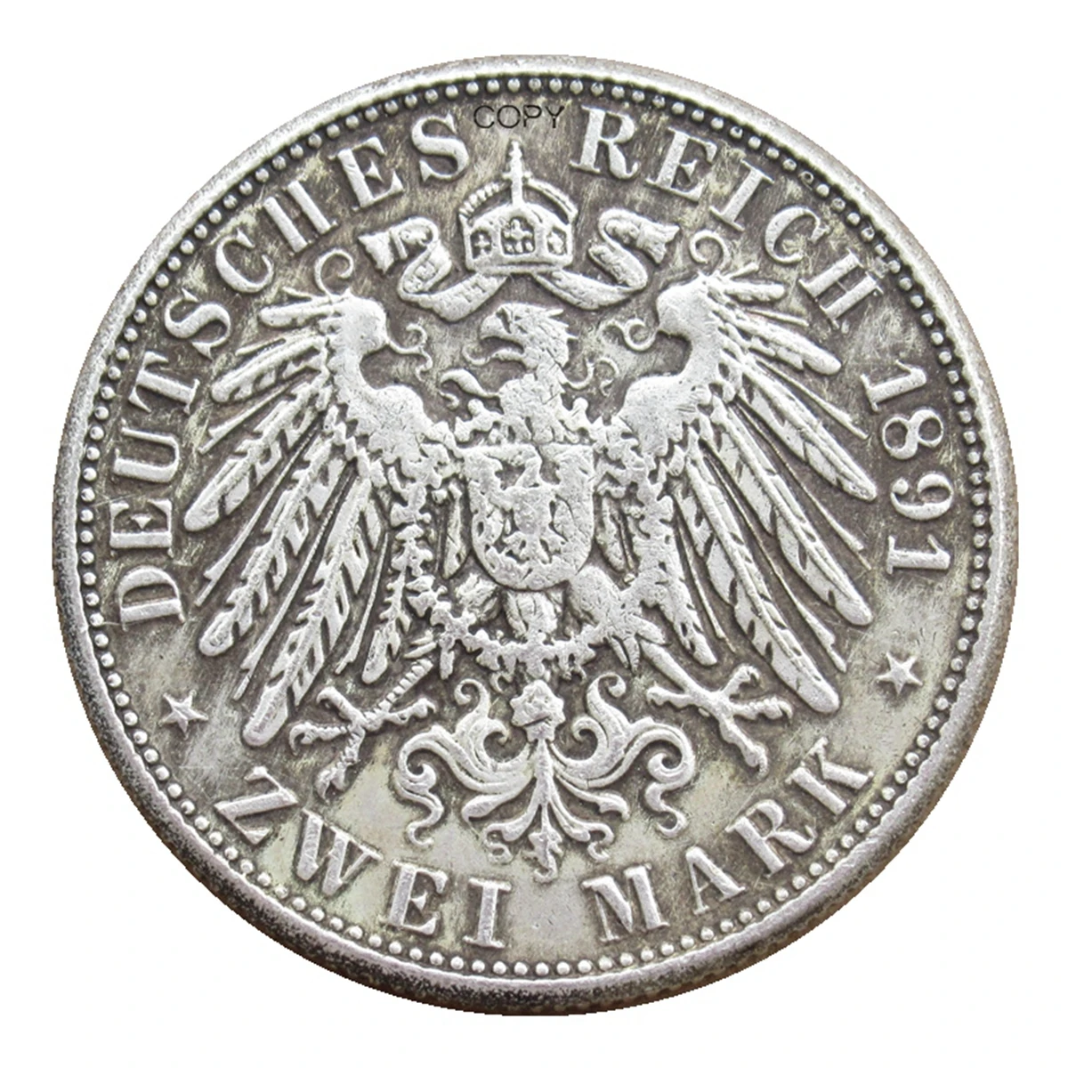 Reproduction Germany 2 Mark Otto D Mint 1891-1913 Silver Plated Decorative Commemorative Coin