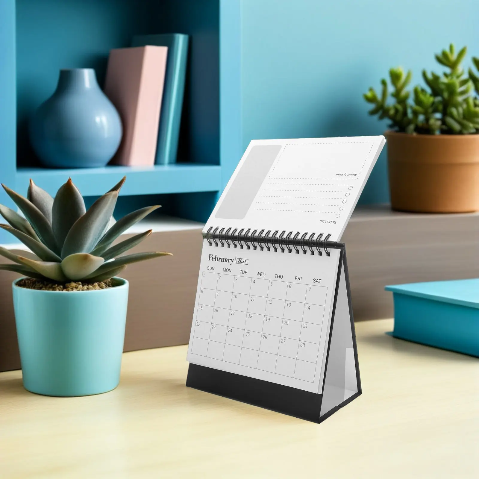 

Mini Desktop Calendar 2026 Freestanding Flip Style Thick Paper Monthly Planner for Office Desk Home Workspace Modern Minimalist