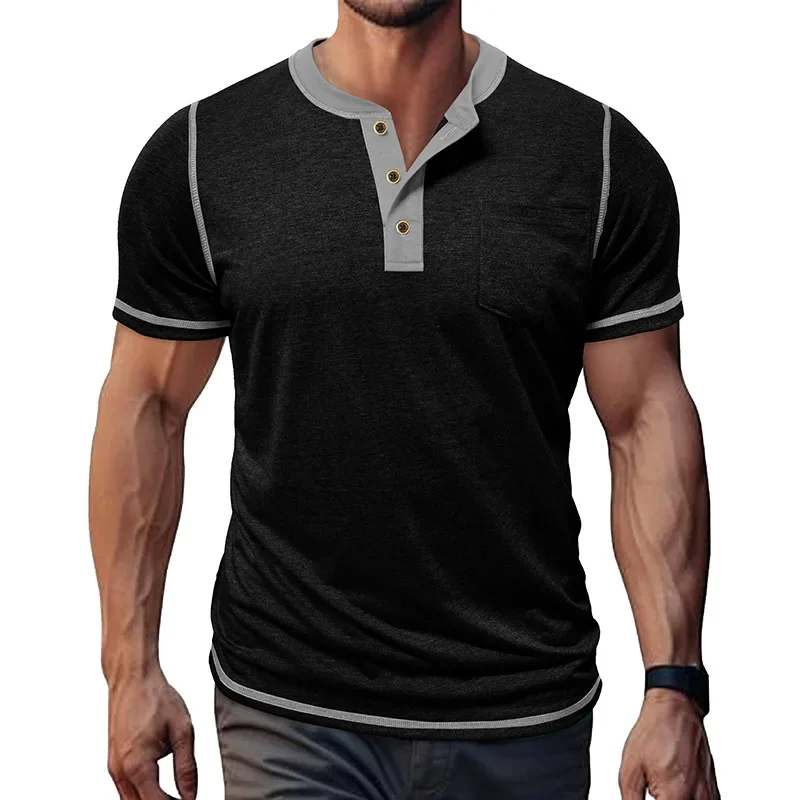 2025 Summer New Fashion American Men's Casual Trendy Color-coded O-neck Short Sleeve Slim T-shirts Male Undershirts Clothes Tops