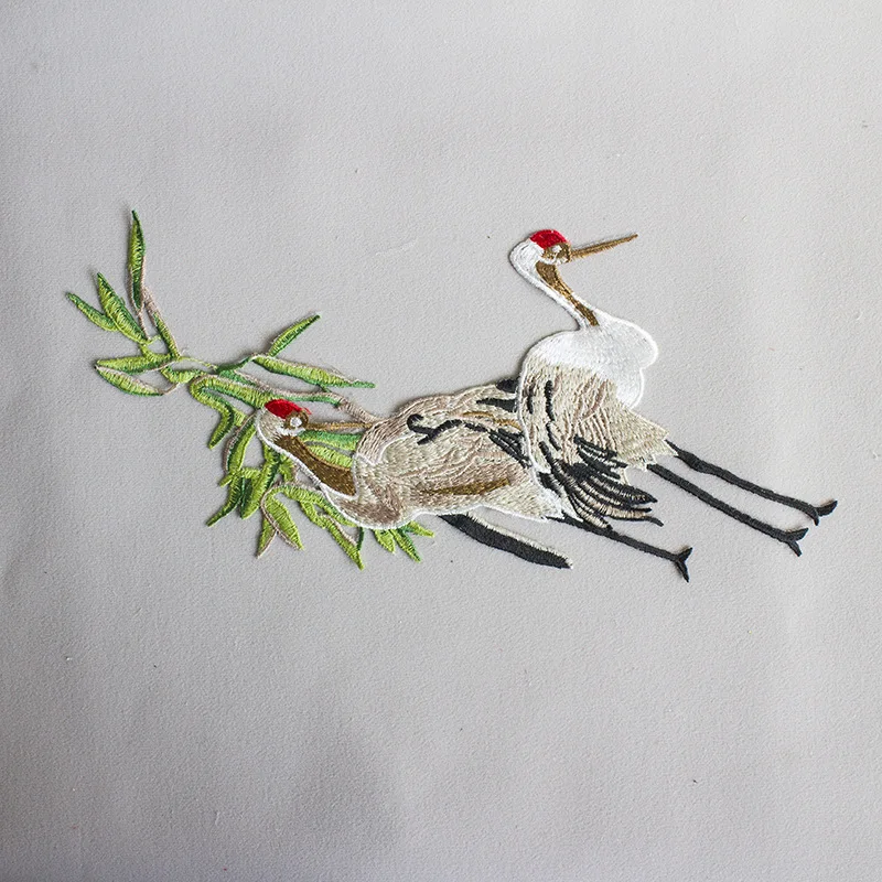 Chinese Red-crowned Crane Embroidery Patch for Qipao Kids Dress Evening Gown DIY Sewing Craft  Garment Repair Decoration Supply